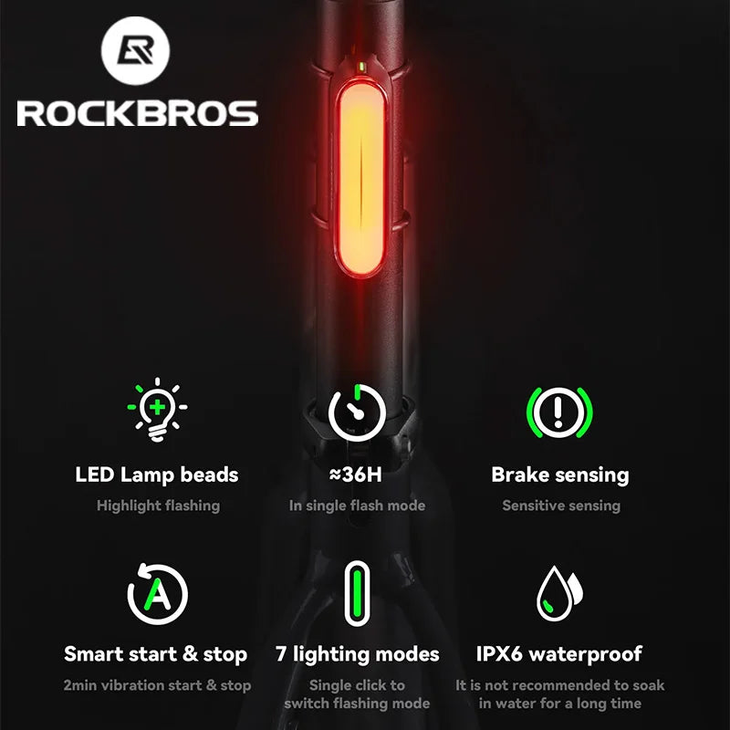 Bicycle Light Magnetically Absorbed Smart Brake Tail Light MTB Bike Lights Road Bike Night Tail Light Cycling Equipment