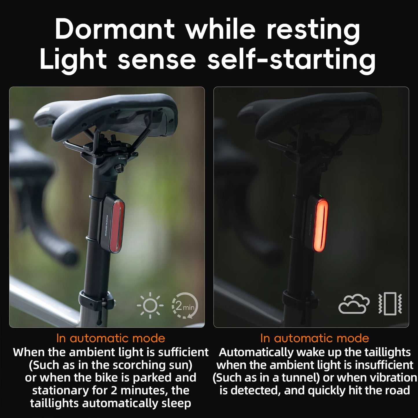 Bicycle Light Magnetically Absorbed Smart Brake Tail Light MTB Bike Lights Road Bike Night Tail Light Cycling Equipment