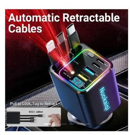 Ultimate Power Station for Phone, Pad & Laptop,Car Charger: Starry Led,1-Click Galaxy Projector,Tangle-Free Retractable Cables & Super Fast Charge,Pd20W,Usb-A 65W,All 120W Max,Power Hub