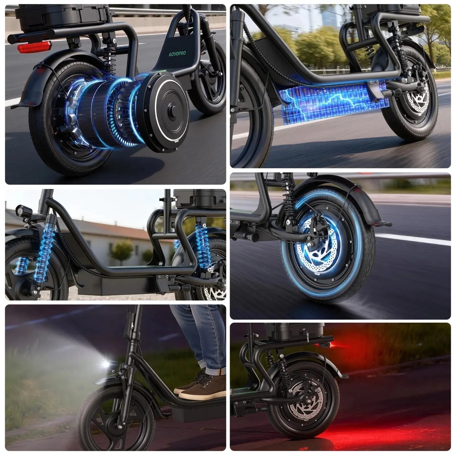 48V Dual Battery Foldable Electric Scooter with Seat, Rear Storage Box, 750W Peak Power, 22MPH Fast Speed, 21-27 Mi Range, 14" Anti-Slip Inflatable Tires, Dual Brake System, 51Lbs Lightweight, 265Lbs Max Load, Waterproof LED Headlamp