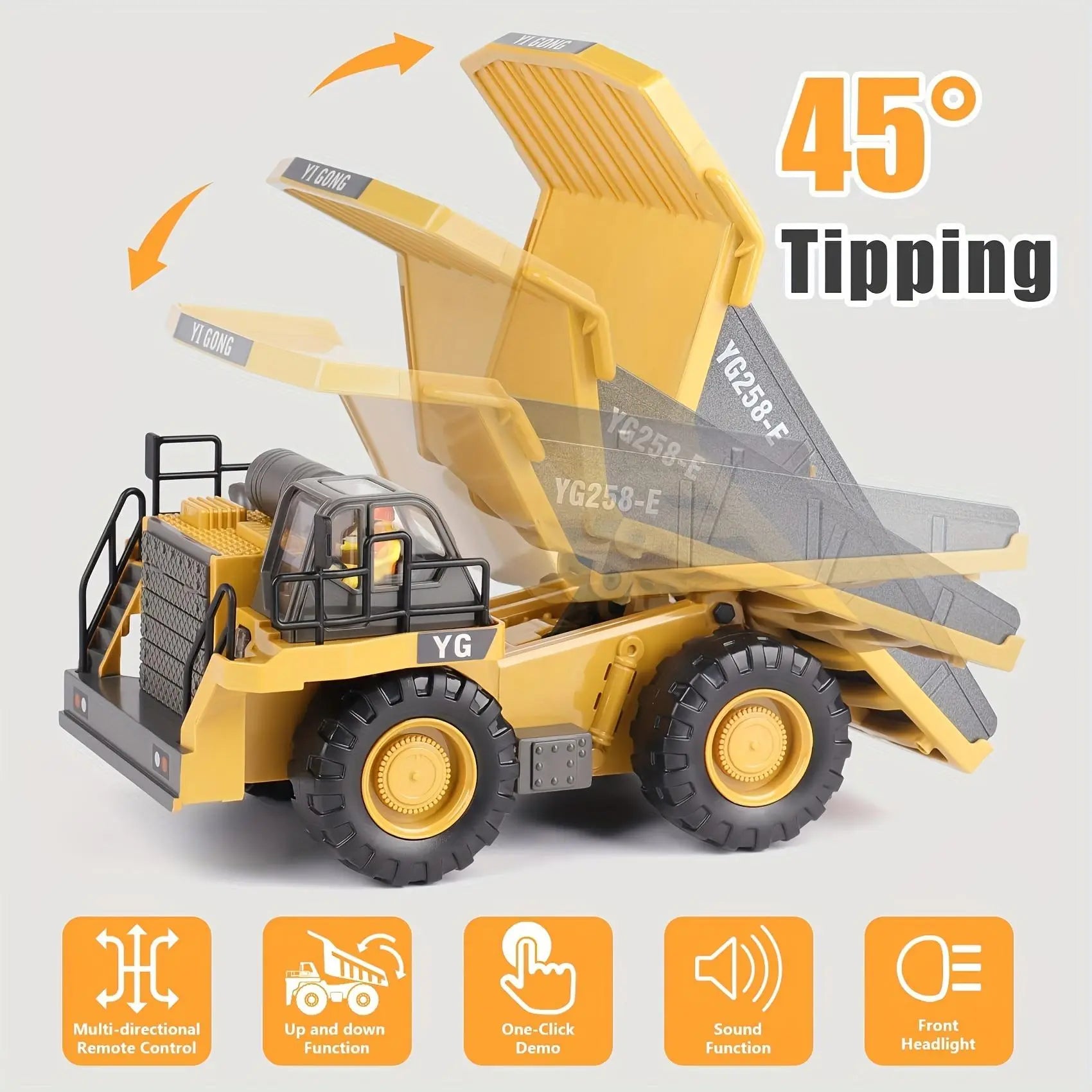 Remote Control Excavator Toy, Rc Controlled 1 Box Remote Controlled Vehicle Construction Vehicle Toy with Light & Sound, Birthday Gift for Boys, Classic & Novelty Toys