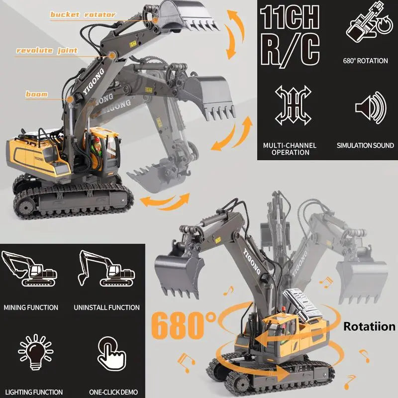 Remote Control Excavator Toy, Rc Controlled 1 Box Remote Controlled Vehicle Construction Vehicle Toy with Light & Sound, Birthday Gift for Boys, Classic & Novelty Toys
