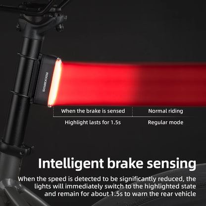 Bicycle Light Magnetically Absorbed Smart Brake Tail Light MTB Bike Lights Road Bike Night Tail Light Cycling Equipment