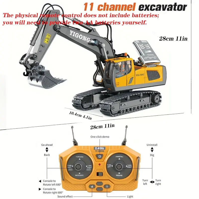 Remote Control Excavator Toy, Rc Controlled 1 Box Remote Controlled Vehicle Construction Vehicle Toy with Light & Sound, Birthday Gift for Boys, Classic & Novelty Toys